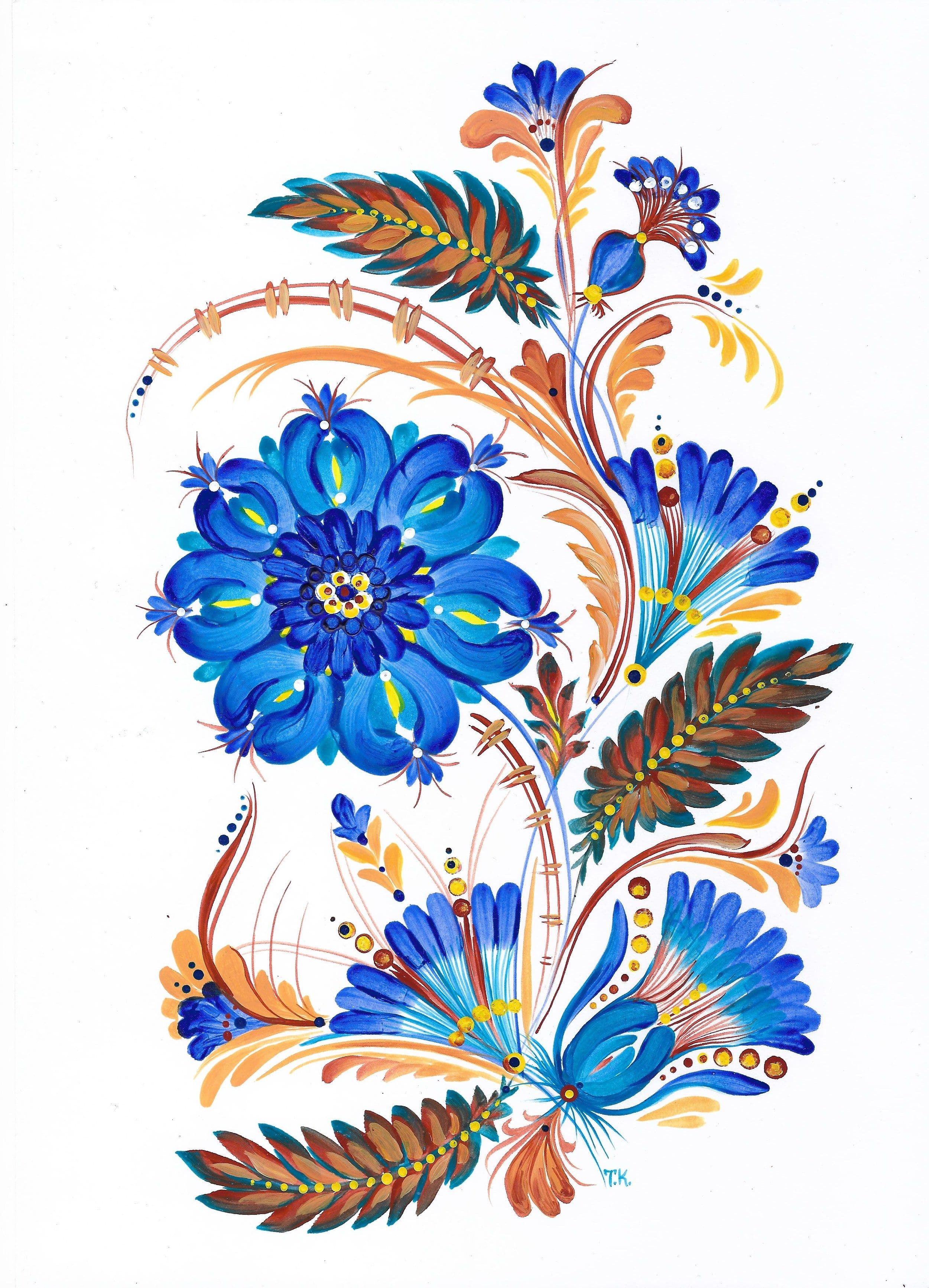 Vertical flower composition with symbolic cornflowers
