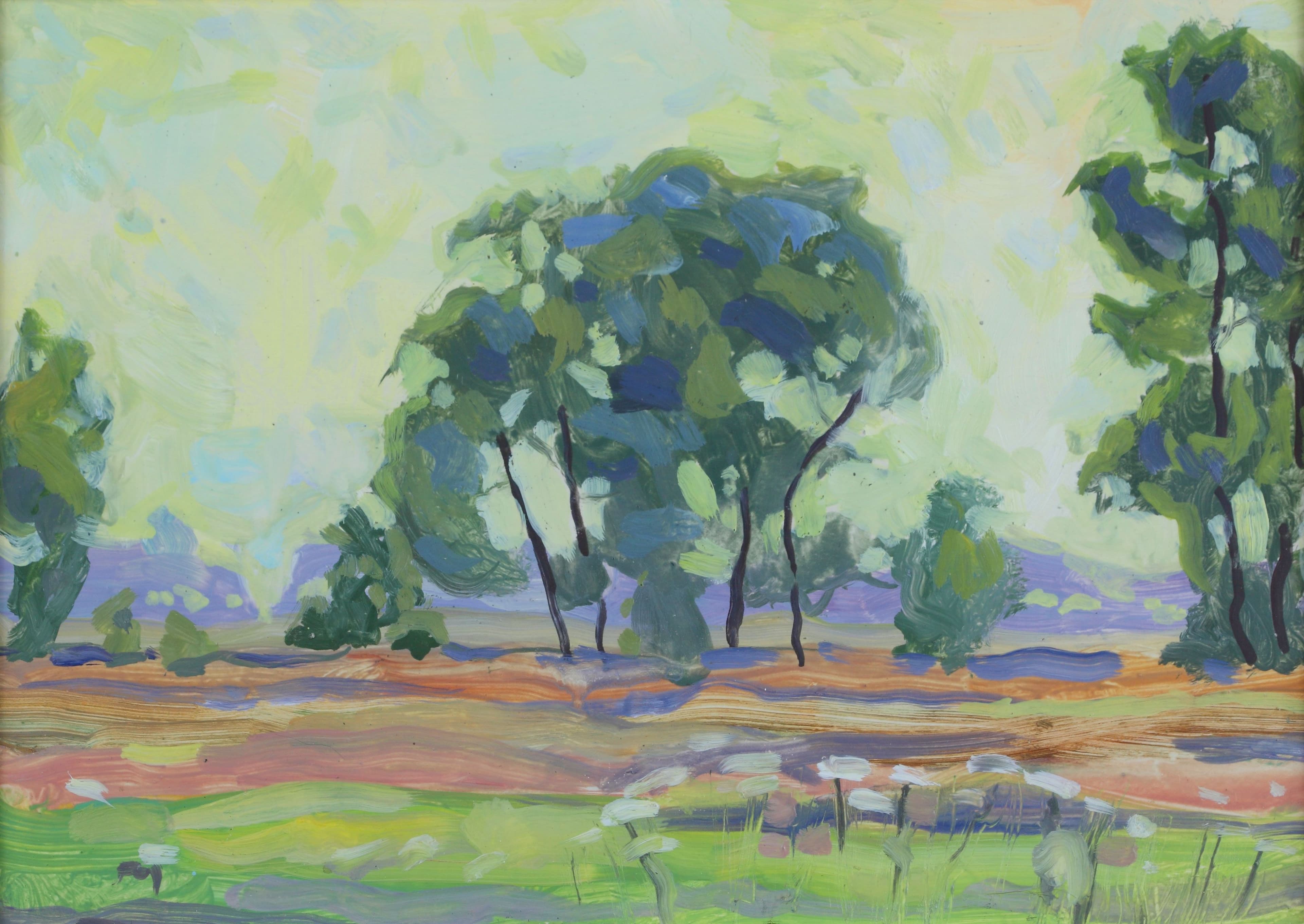 Sunny day at Chernihiv region. Oil painting