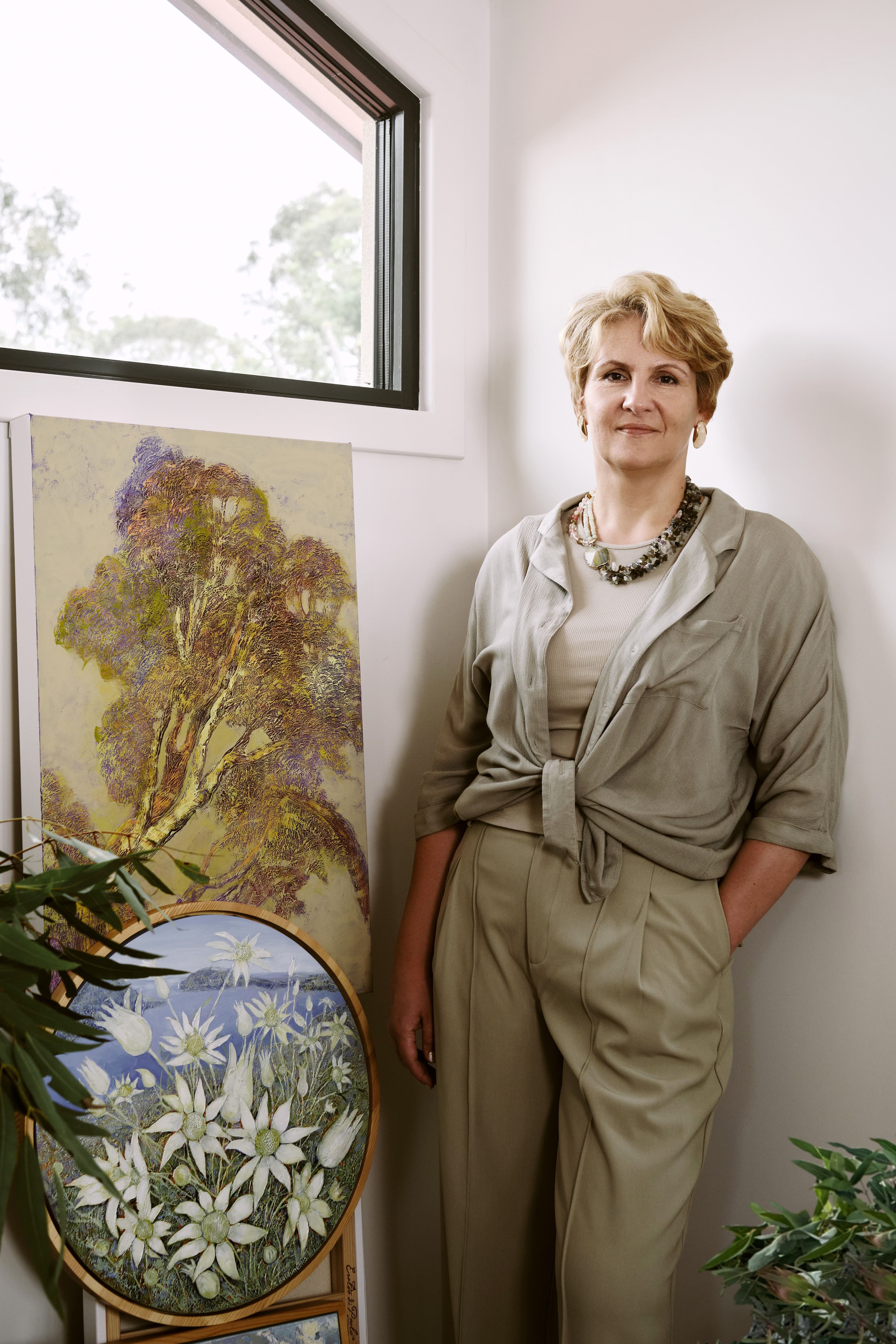 Contemporary artist Tetiana Koldunenko in her Sydney studio