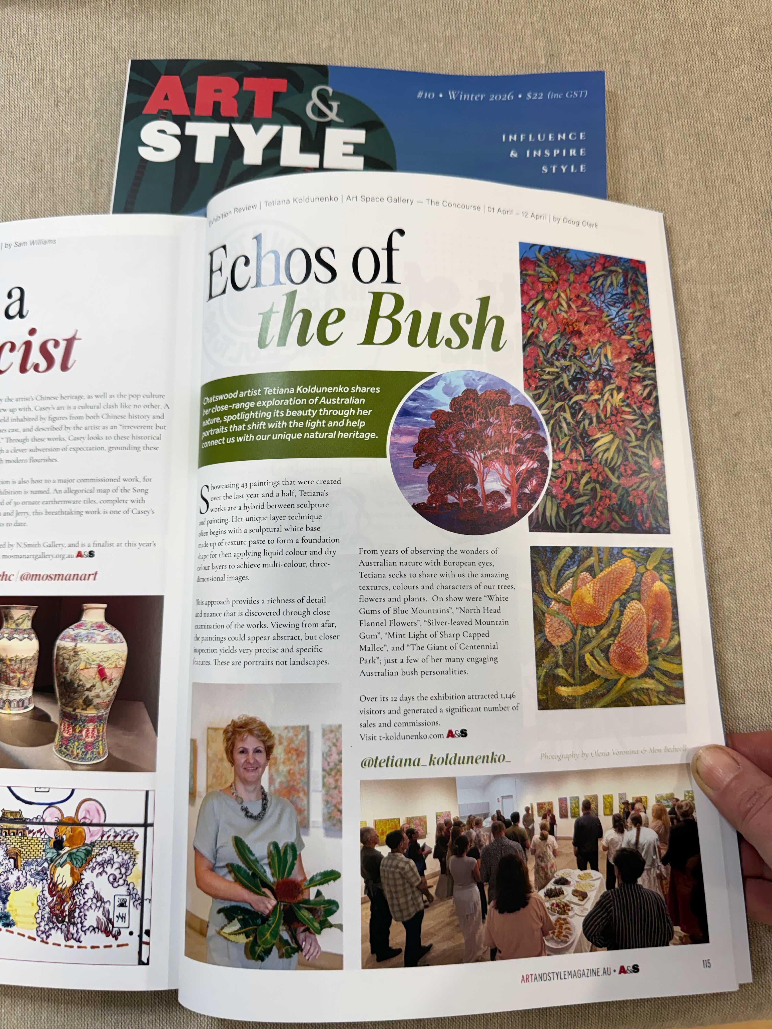 Art & Style Magazine about solo exhibition Echoes of the Bush