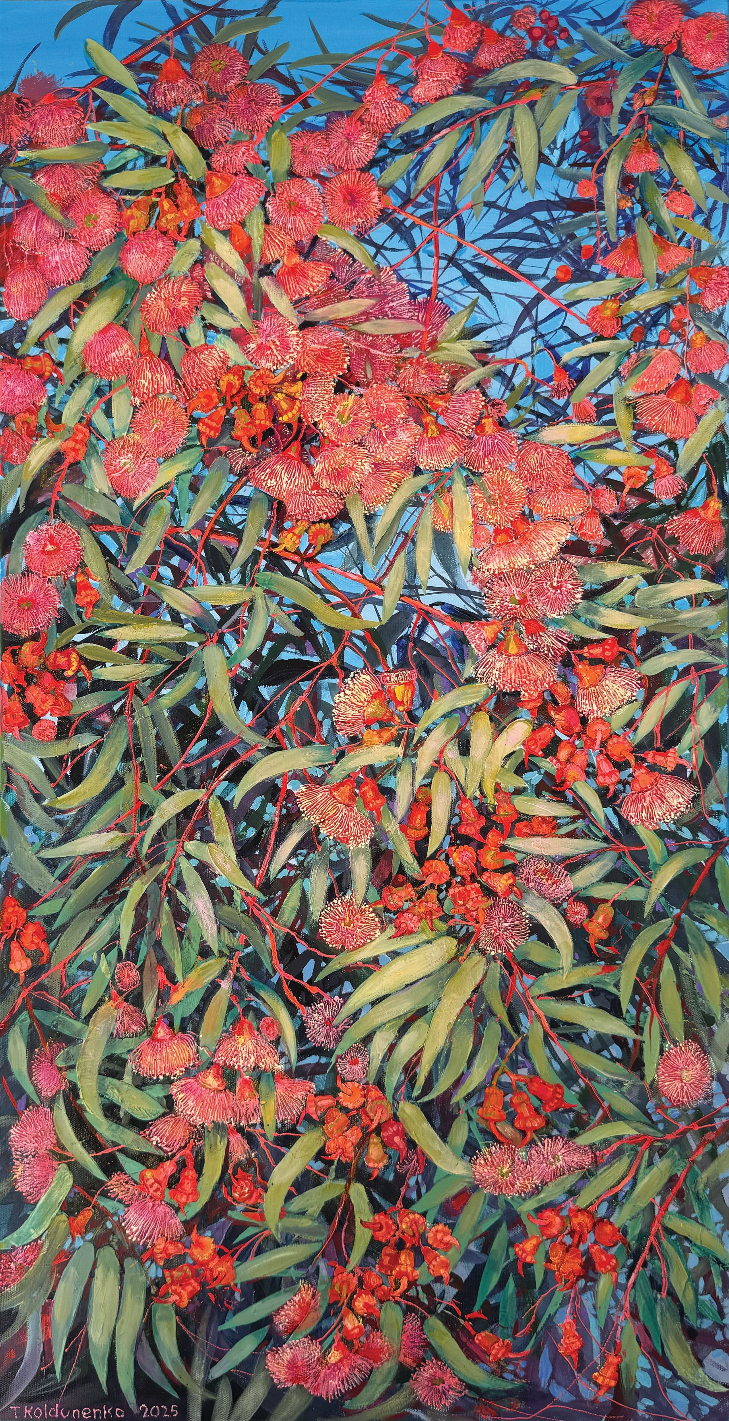 Threads of Light and Blossom (2025) by Tetiana Koldunenko, featuring pink coral gum.